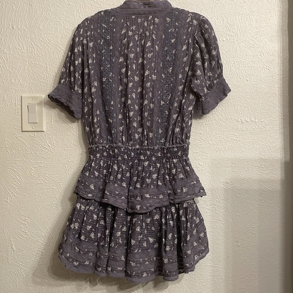 LoveShackFancy Alfie Ruffled Mini Dress Blue Jean Size M - Picture 8 of 8